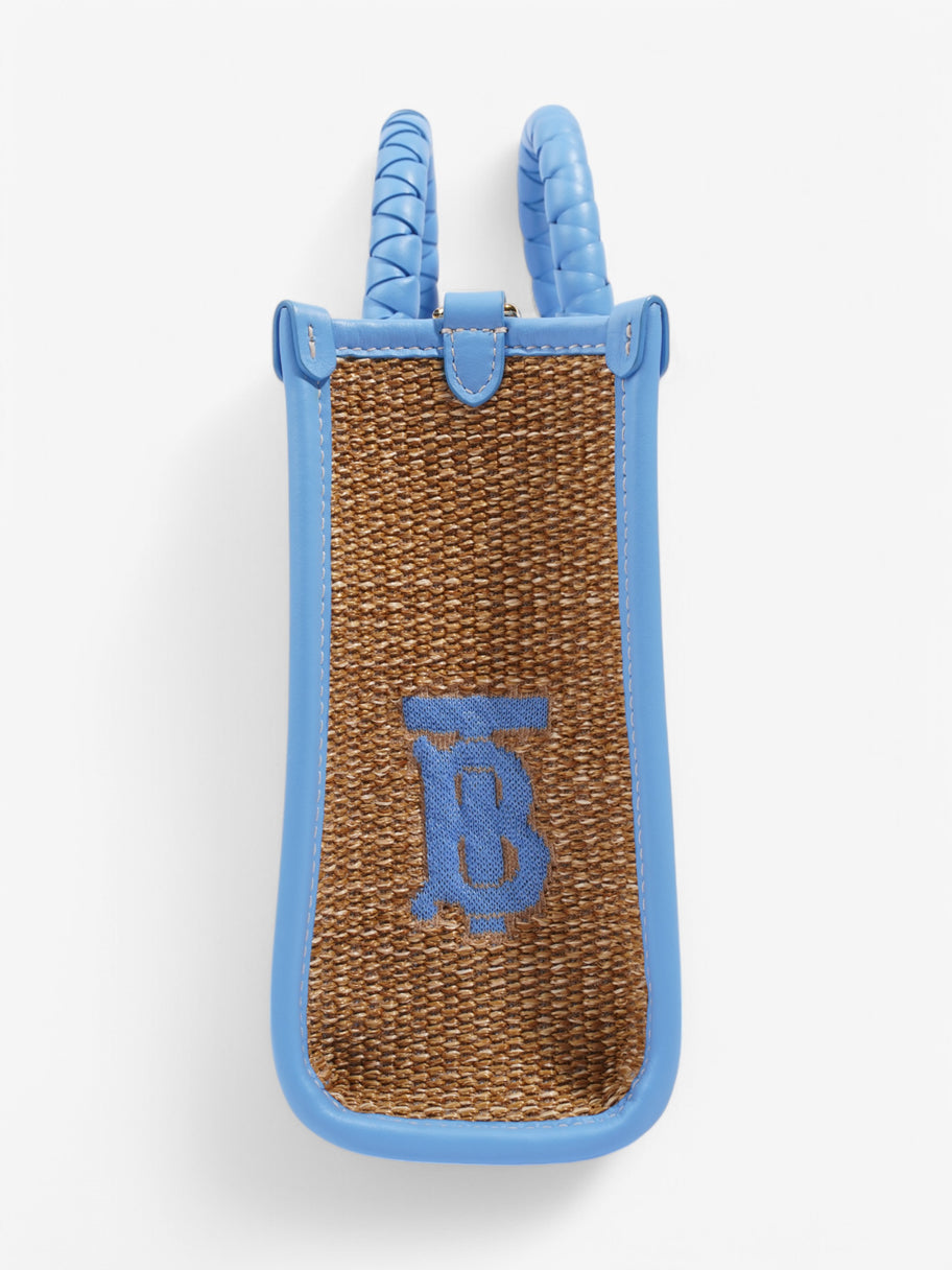 Burberry Mini Freya Tote Beige / Blue Raffia Image 3