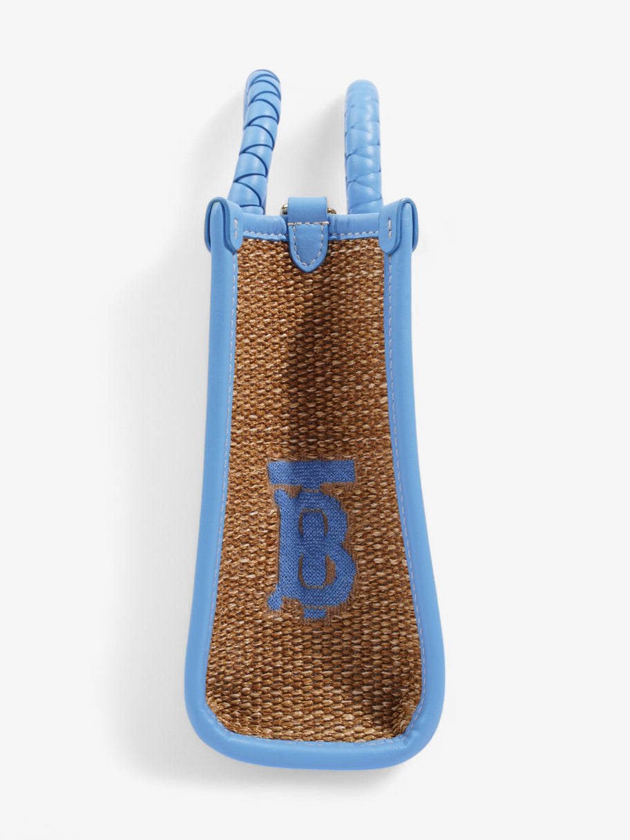 Burberry Mini Freya Tote Beige / Blue Raffia Image 5