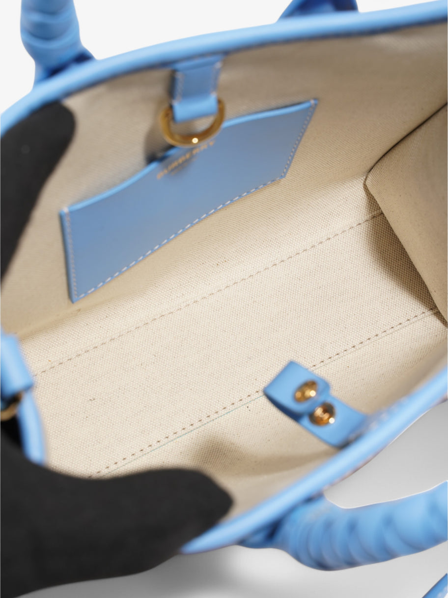 Burberry Mini Freya Tote Beige / Blue Raffia Image 7