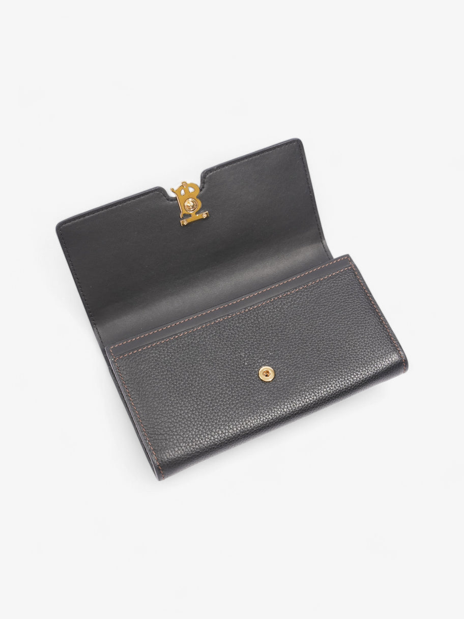 Burberry TB Continental Wallet Black / Gold Grained Leather Image 3