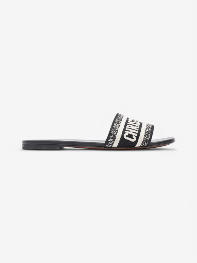  Christian Dior Dway Slides White  / Black Canvas EU 38 UK 5
