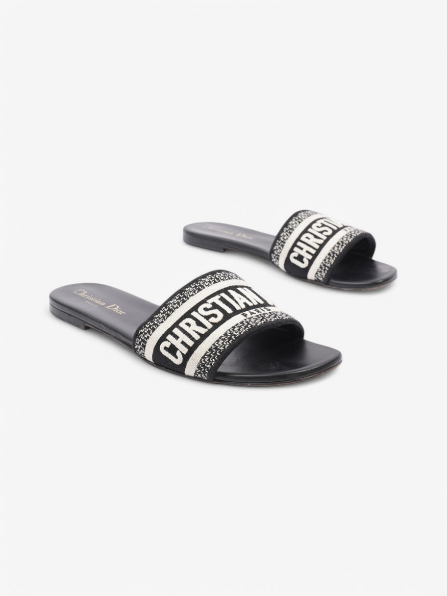 Christian Dior Dway Slides White  / Black Canvas EU 38 UK 5 Image 2