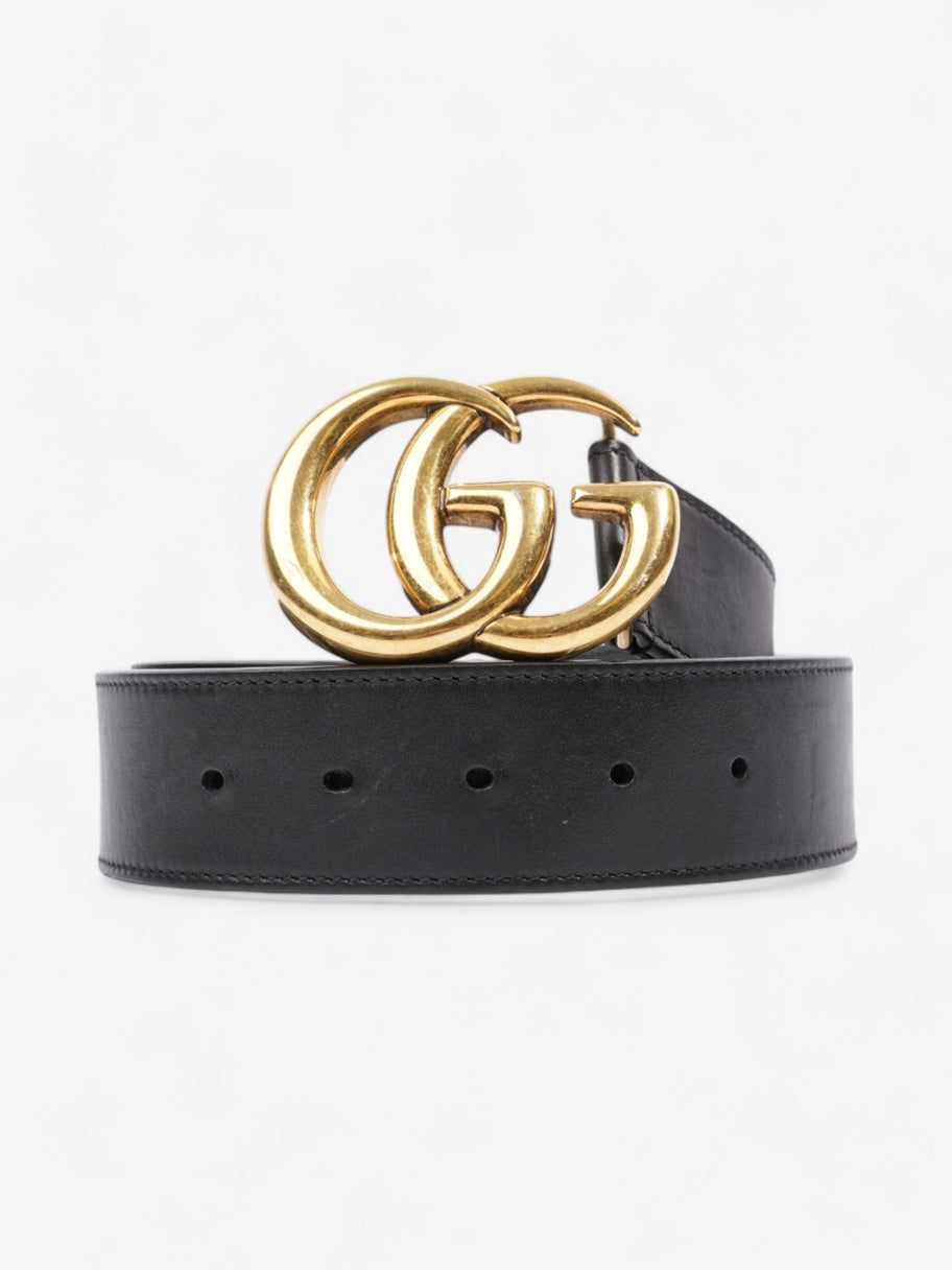 Gucci GG Marmont 2015 Re-Edition Wide Belt Black / Gold Leather 85cm / 34