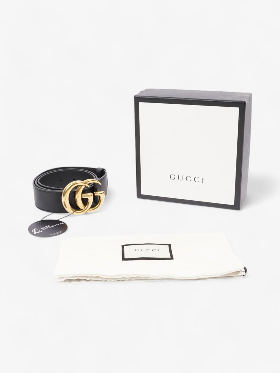 Gucci GG Marmont 2015 Re-Edition Wide Belt Black / Gold Leather 85cm / 34