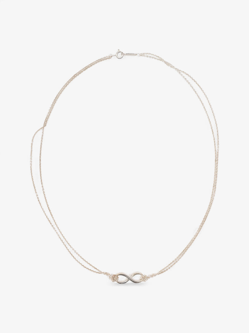  Tiffany and Co Infinity Double Chain Necklace Silver Silver Sterling