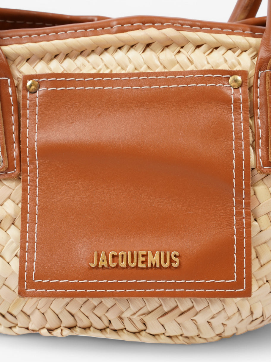Jacquemus Le Petit Panier Soli Brown / Beige  Palm Leaves Image 7