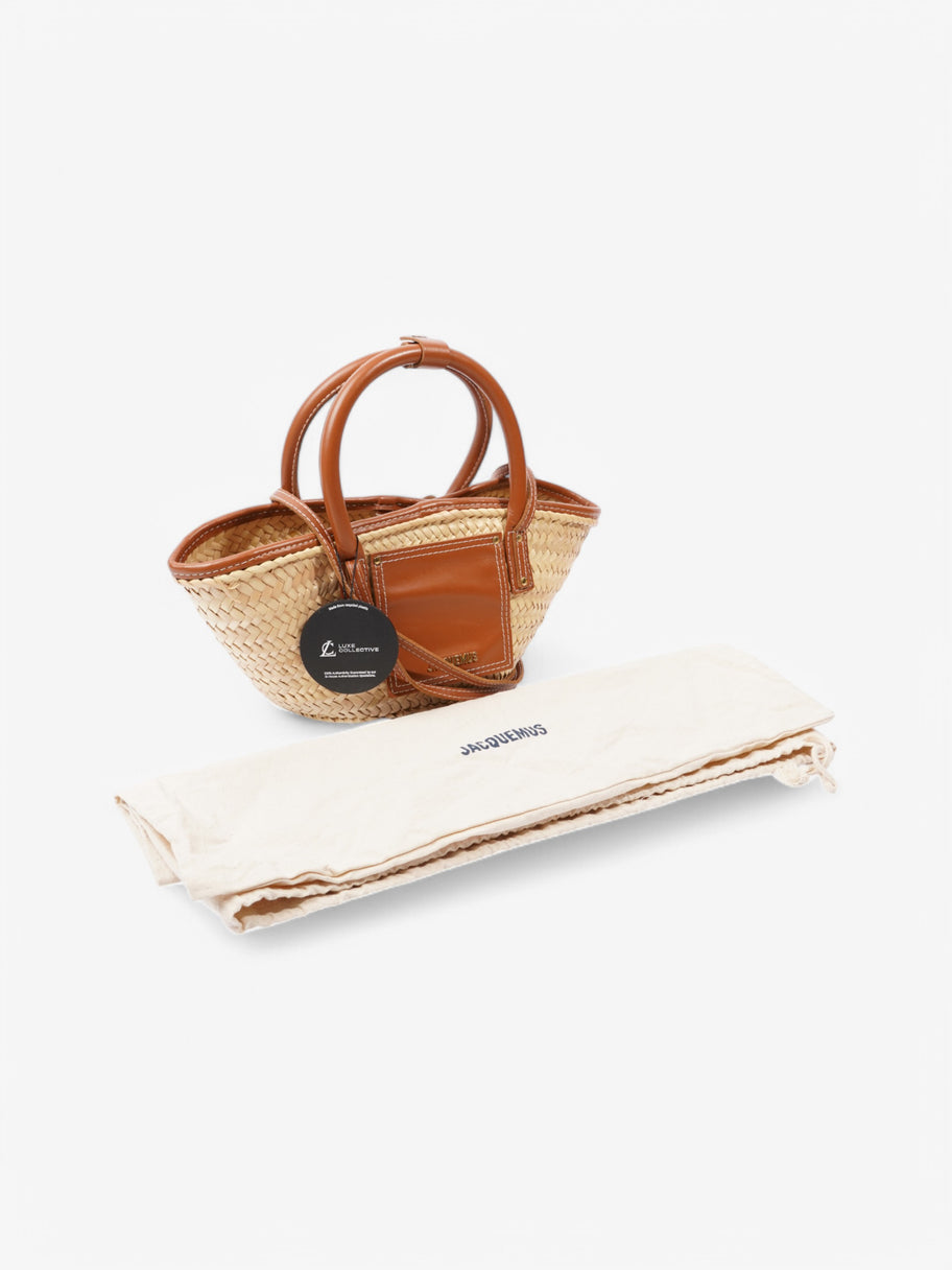 Jacquemus Le Petit Panier Soli Brown / Beige  Palm Leaves Image 9