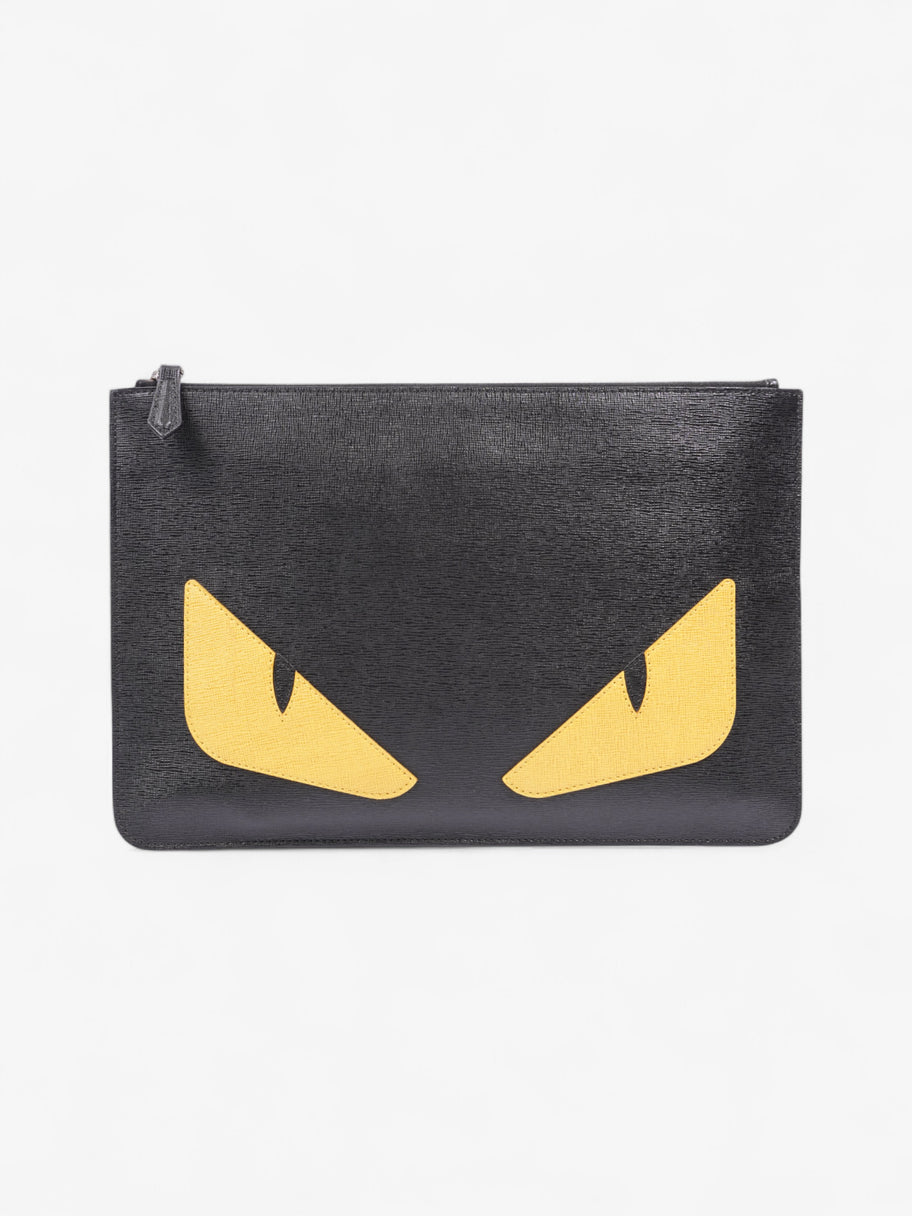 Fendi Monster Eyes Pouch Black / Yellow Leather Image 1