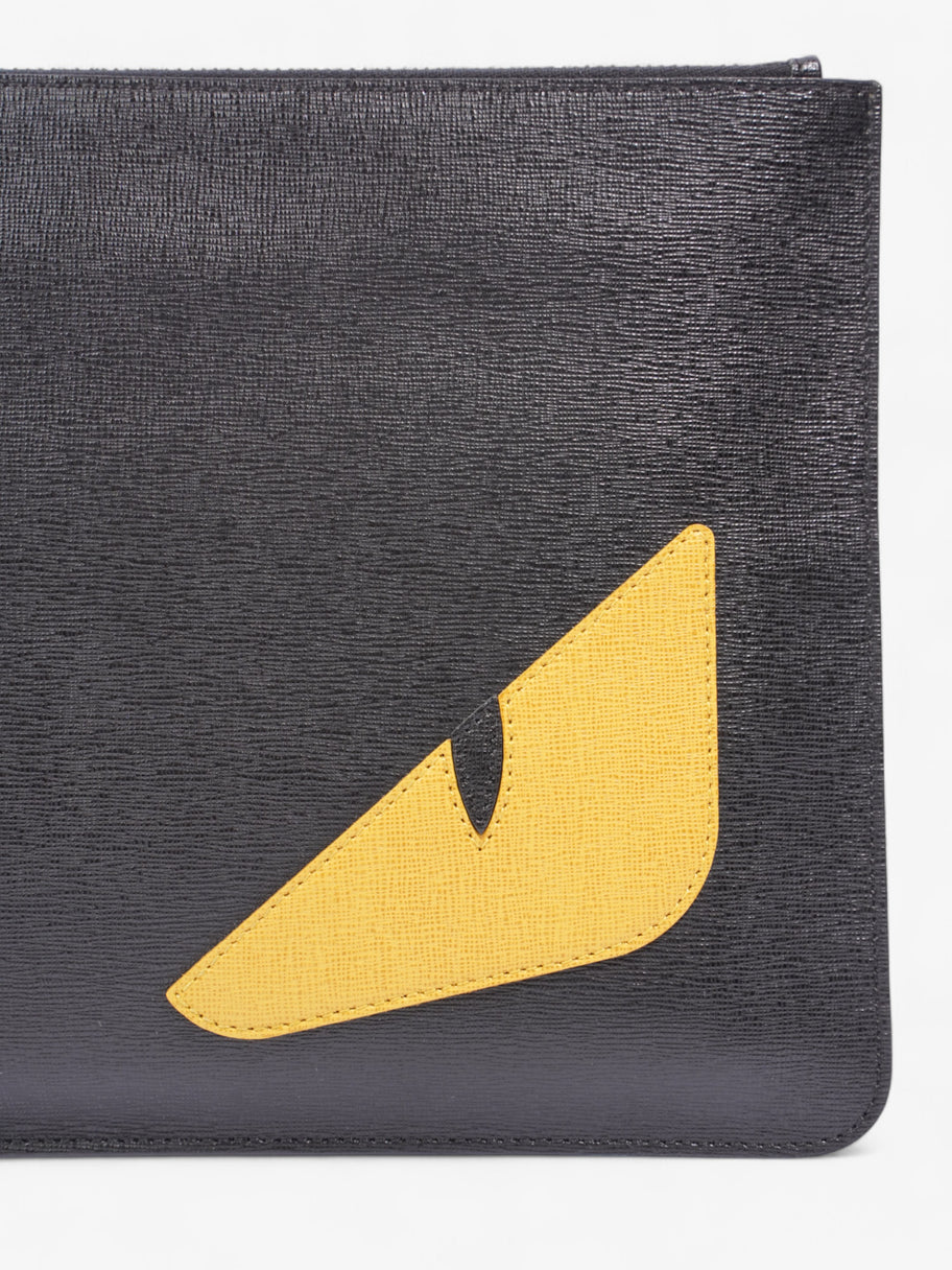 Fendi Monster Eyes Pouch Black / Yellow Leather Image 4