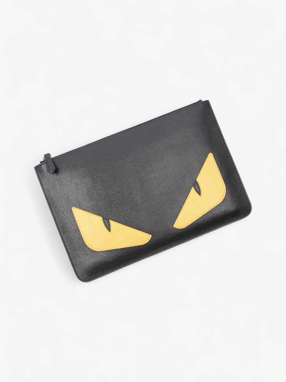 Fendi Monster Eyes Pouch Black / Yellow Leather Image 5