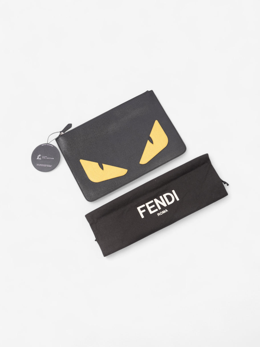 Fendi Monster Eyes Pouch Black / Yellow Leather Image 7