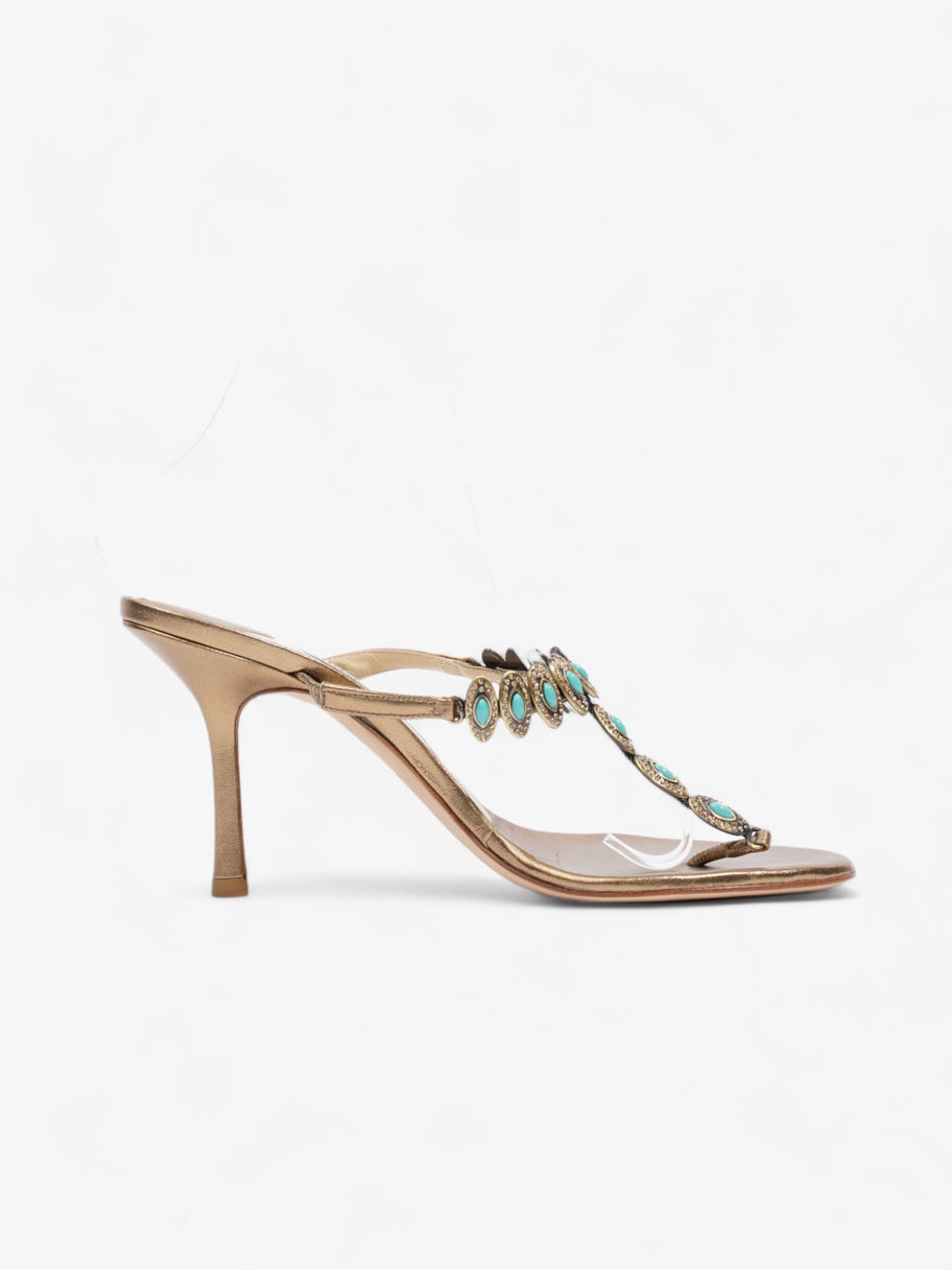 Jimmy Choo Kayla 70mm Gold / Blue Nappa Leather EU 38.5 UK 5.5 Image 4