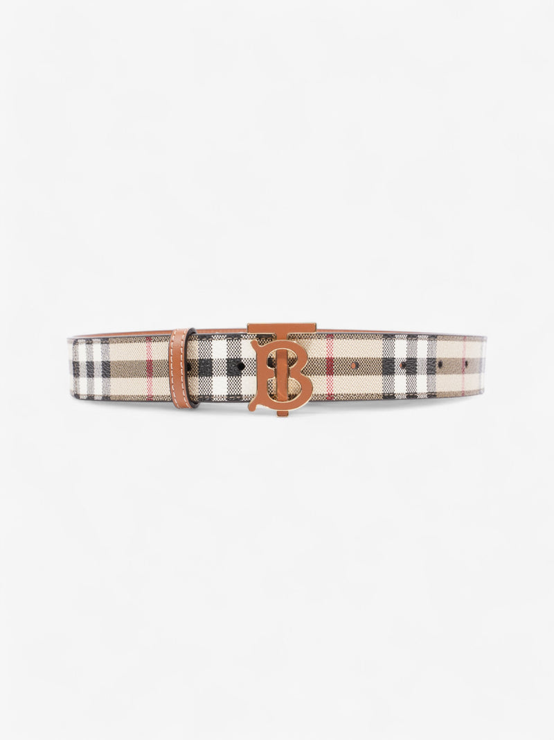  Burberry TB Belt Vintage Check / Briar Brown / Gold Canvas Small