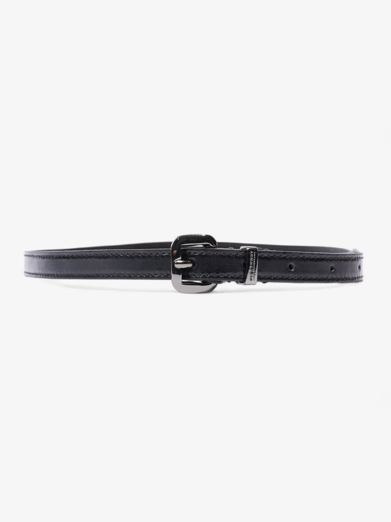  Burberry Thin Buckle Belt Black Patent Leather 70cm