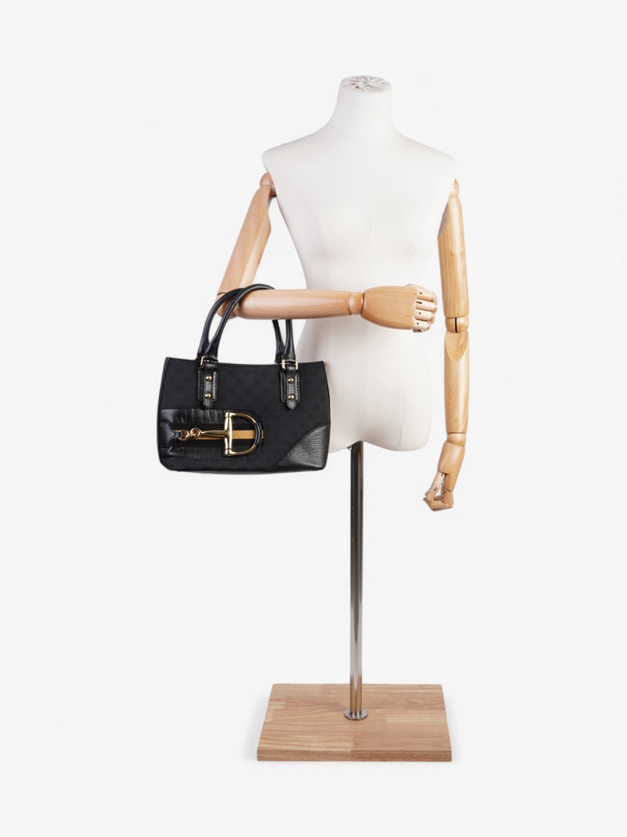 Gucci Sherry GG Horsebit Bag Black Canvas Image 2