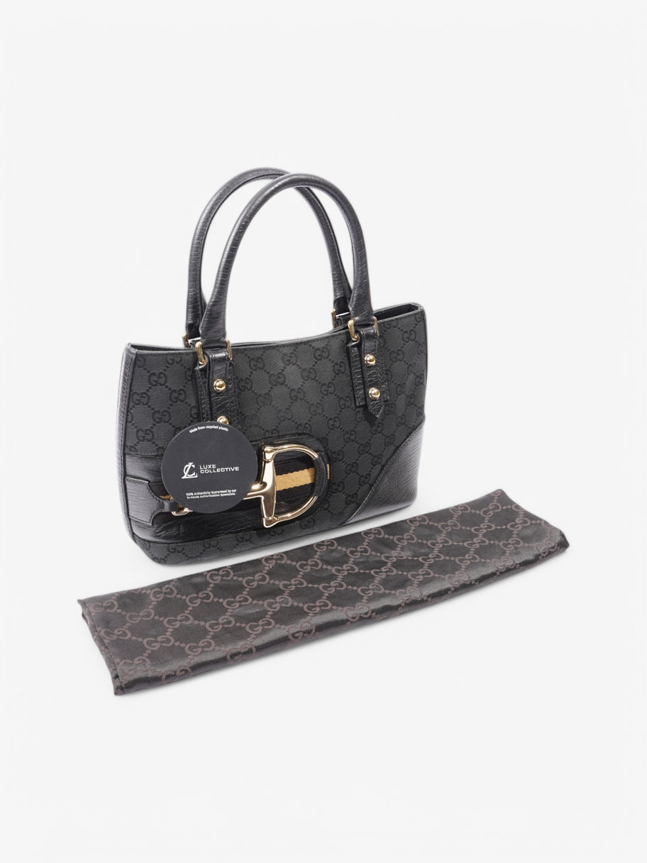 Gucci Sherry GG Horsebit Bag Black Canvas Image 9