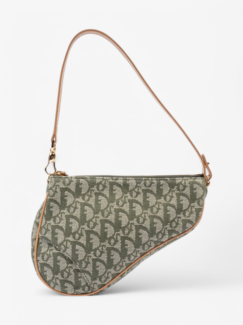  Christian Dior Saddle Pochette Green Canvas Mini