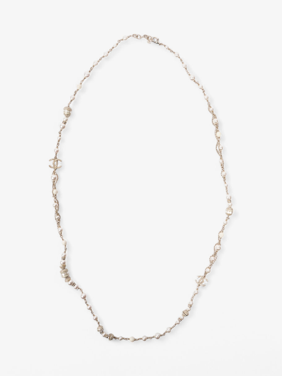 Chanel Pearl Necklace Silver Base Metal Image 1