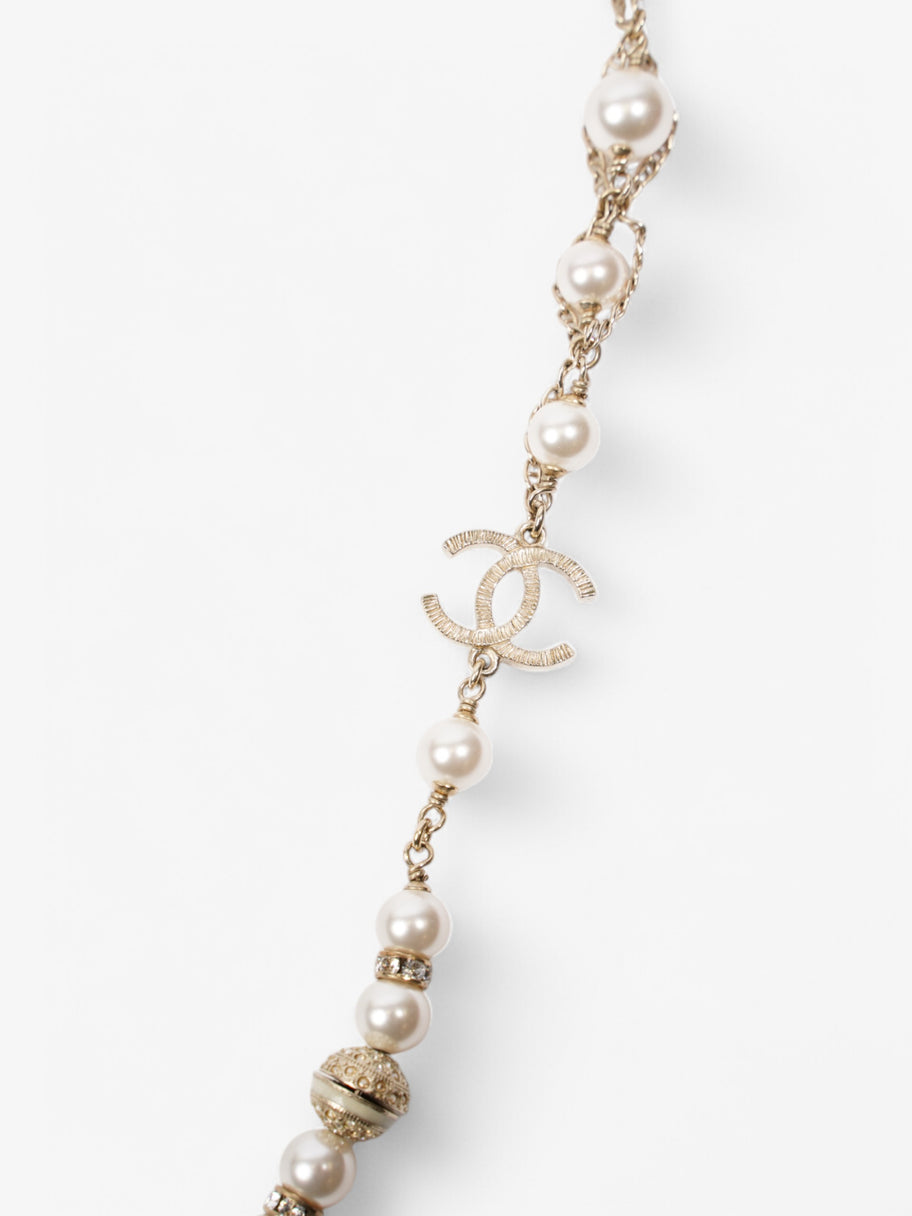 Chanel Pearl Necklace Silver Base Metal Image 3