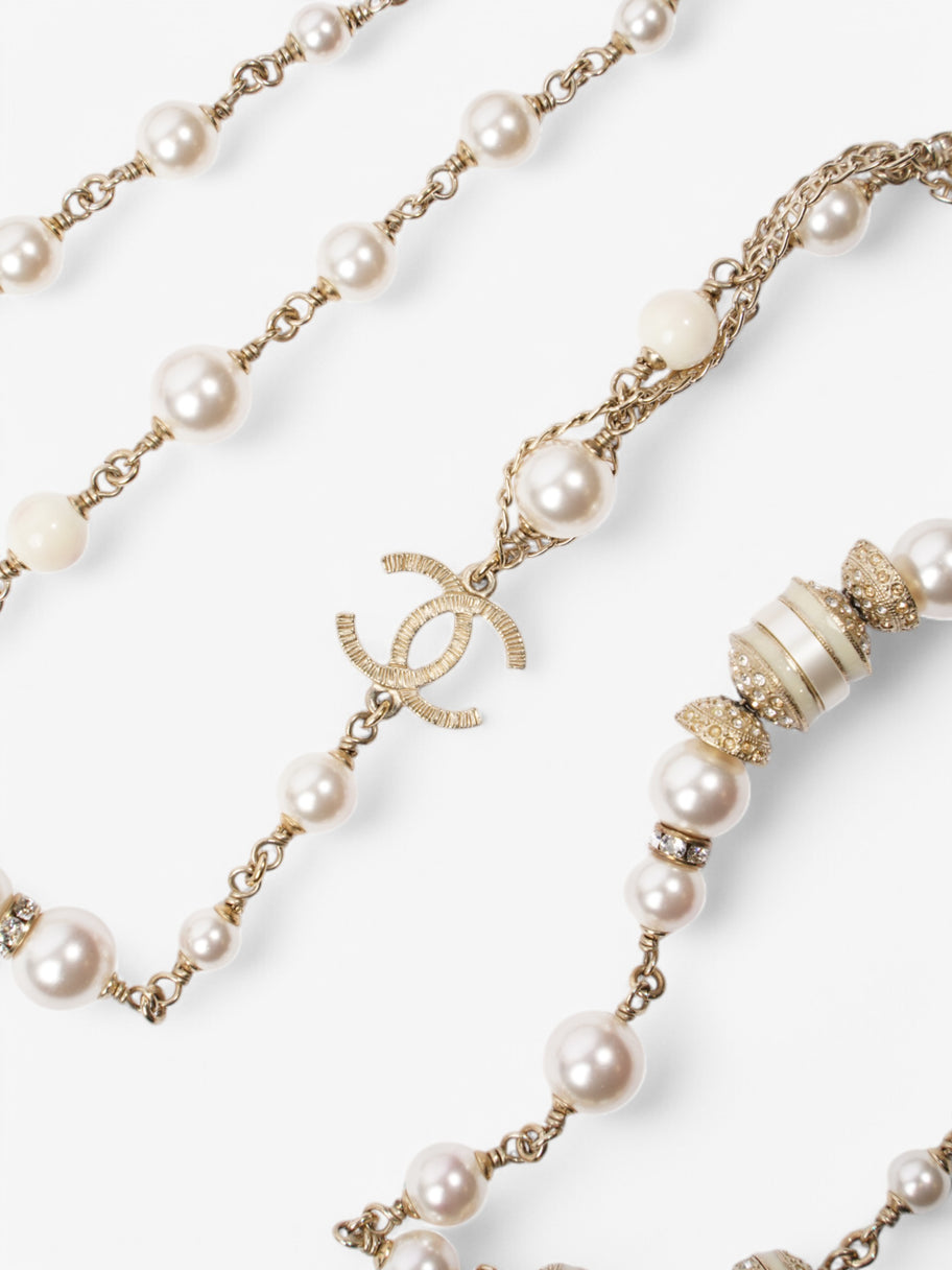 Chanel Pearl Necklace Silver Base Metal Image 4