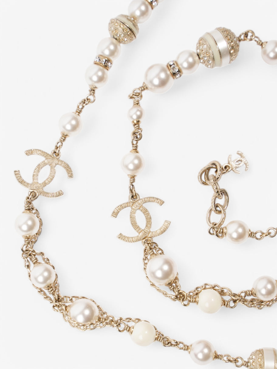 Chanel Pearl Necklace Silver Base Metal Image 6