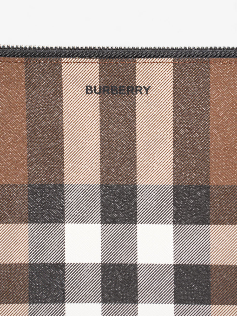 Burberry Check Zip Pouch Dark Birch Brown Canvas Large Image 5