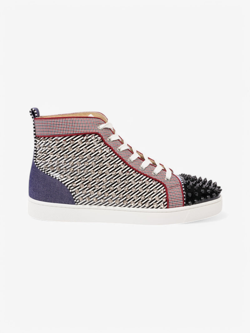  Christian Louboutin Lou Pik Pik Black / Light Blue / White Patent Leather EU 44 UK 10
