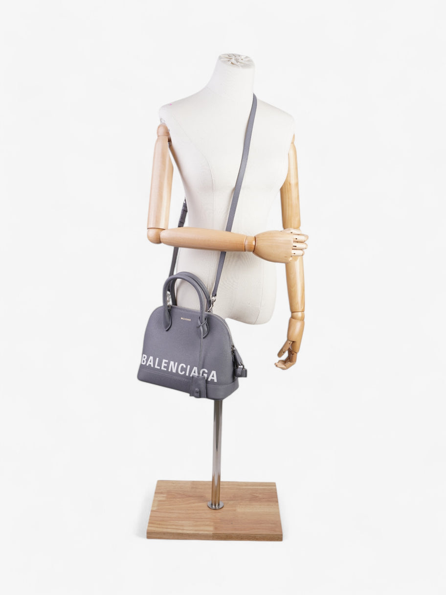 Balenciaga Ville Logo Grey / White Grained Leather Small Image 2