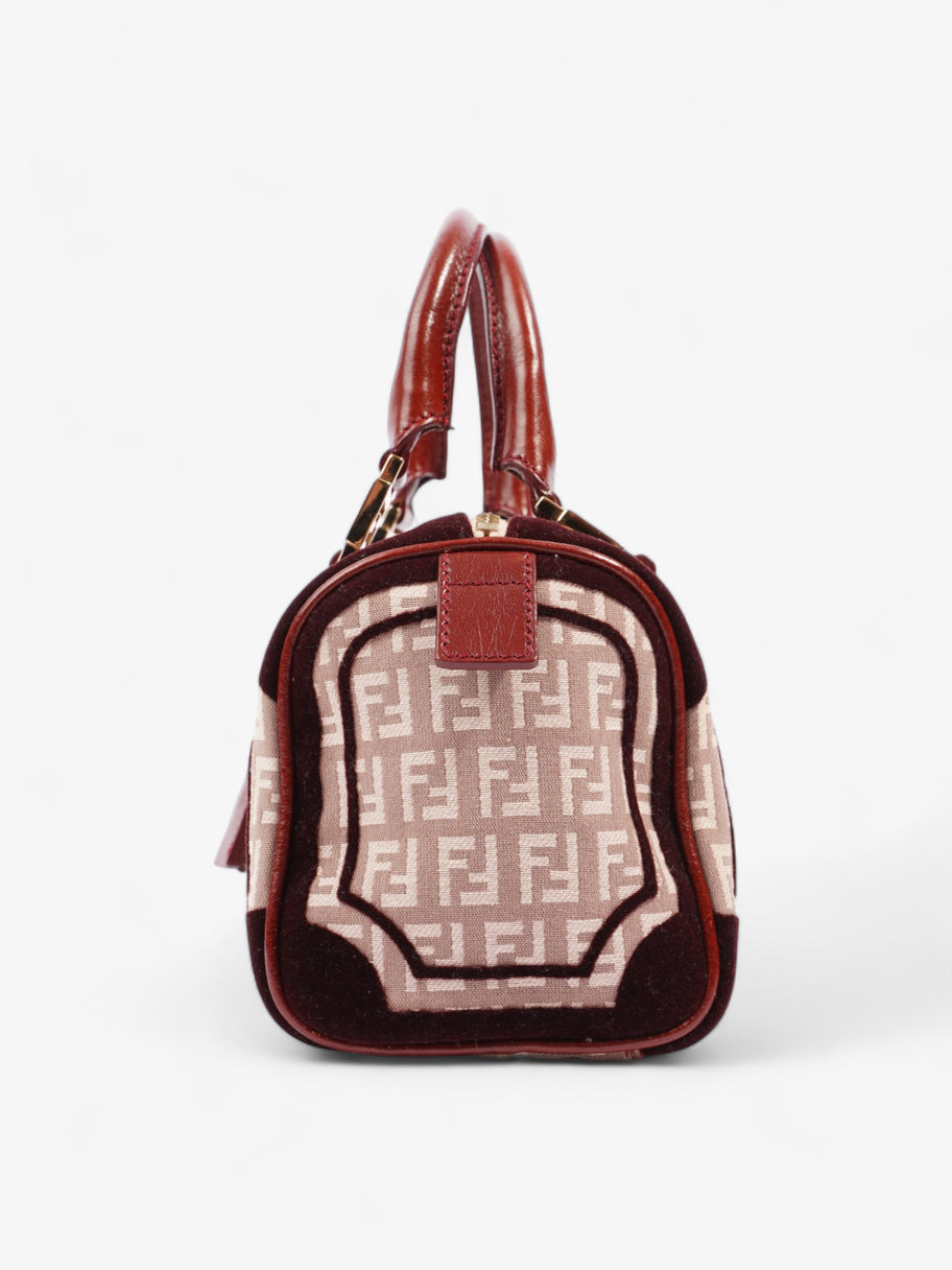 Fendi Zucchino Boston Burgundy Canvas Image 3