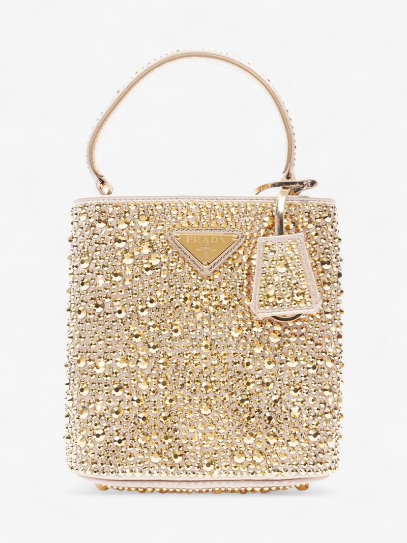  Prada Panier Satin Bag With Crystals Gold Embellished Leather