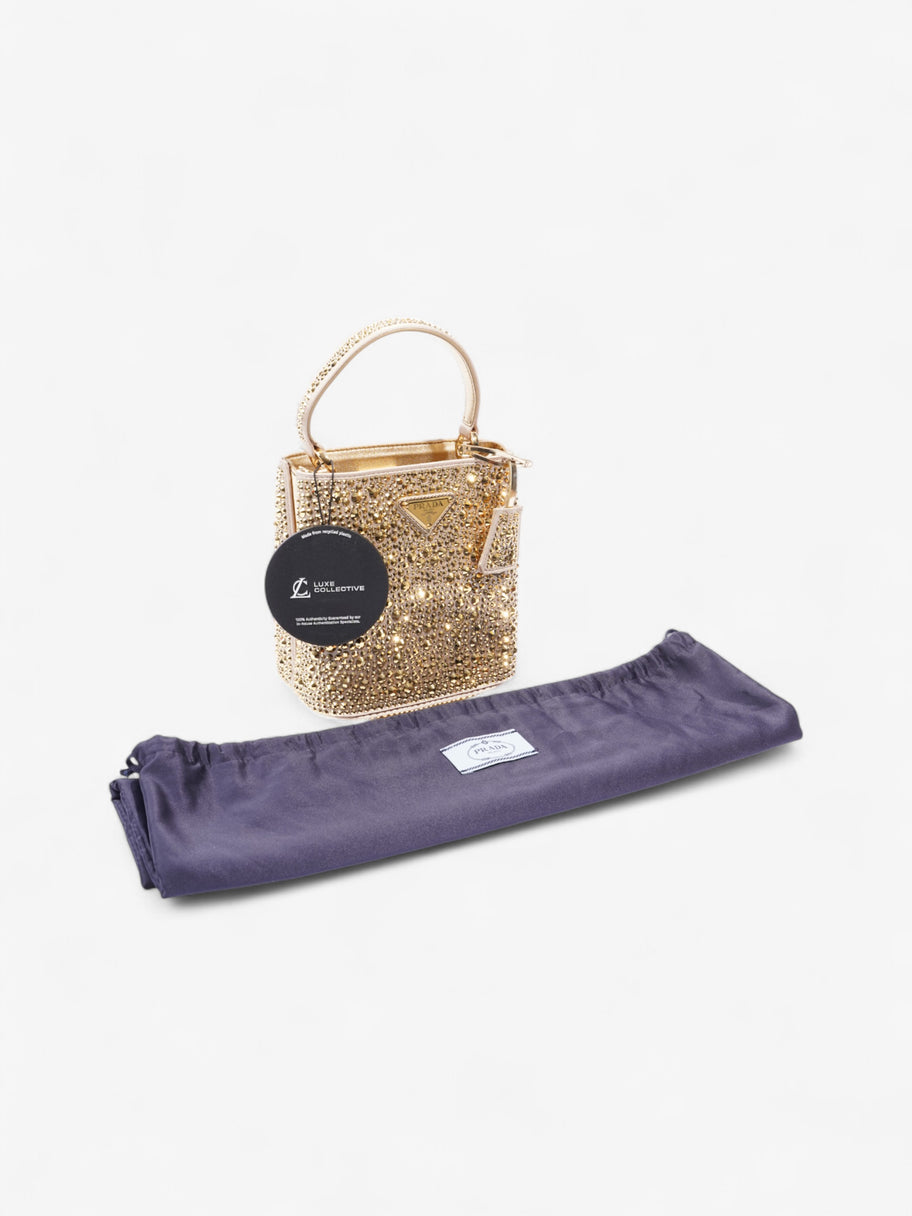 Prada Panier Satin Bag With Crystals Gold Embellished Leather Image 10