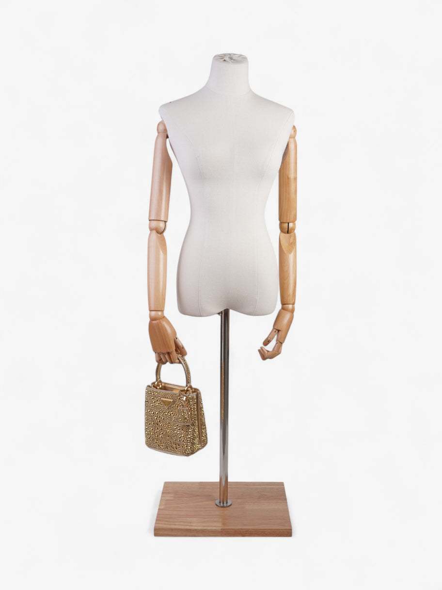 Prada Panier Satin Bag With Crystals Gold Embellished Leather Image 2