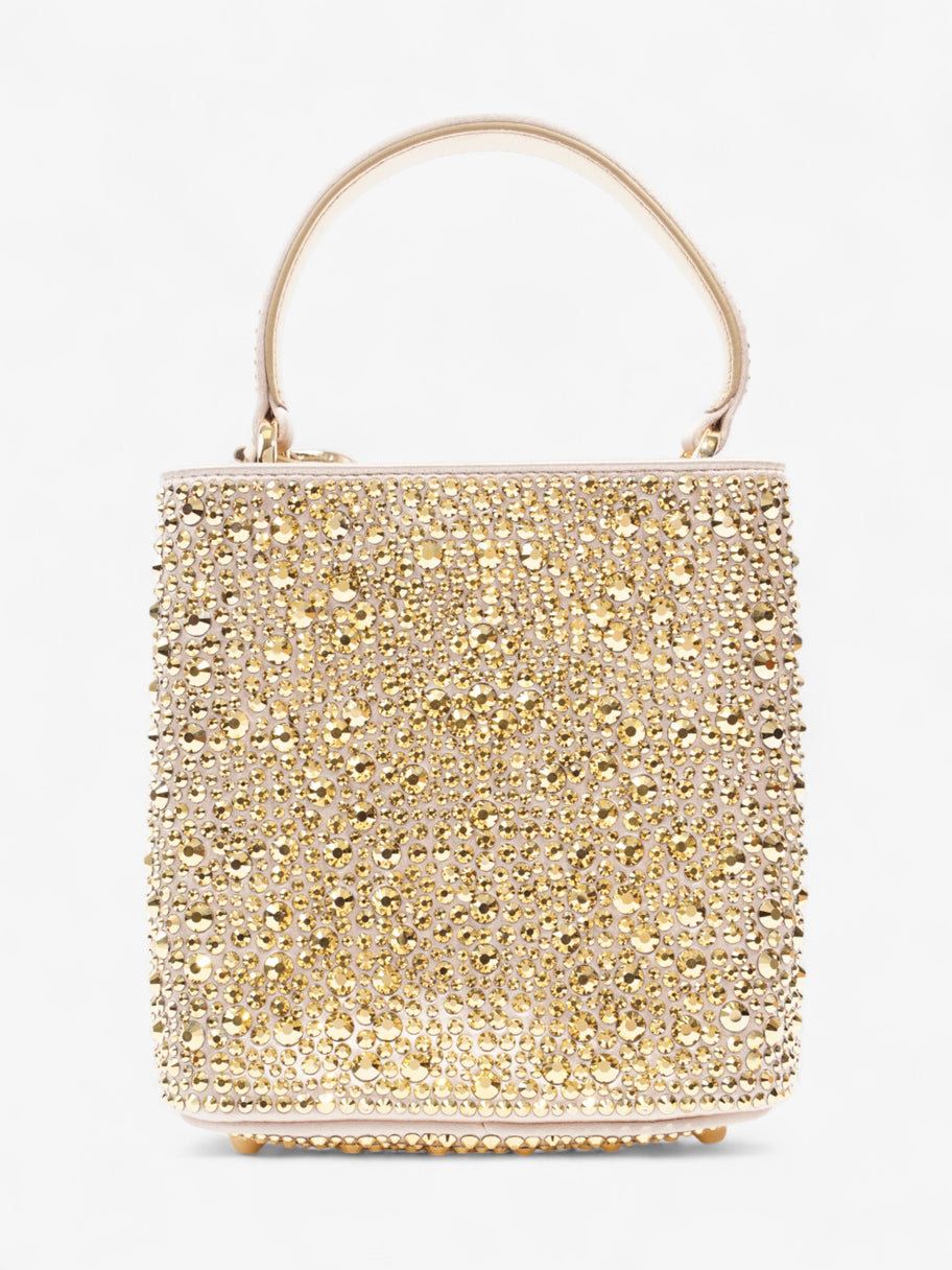 Prada Panier Satin Bag With Crystals Gold Embellished Leather Image 4
