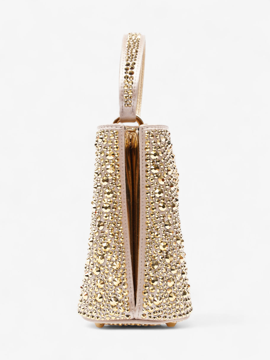 Prada Panier Satin Bag With Crystals Gold Embellished Leather Image 5