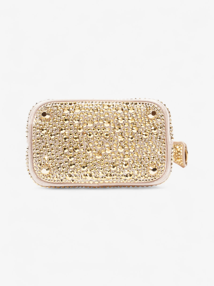 Prada Panier Satin Bag With Crystals Gold Embellished Leather Image 6