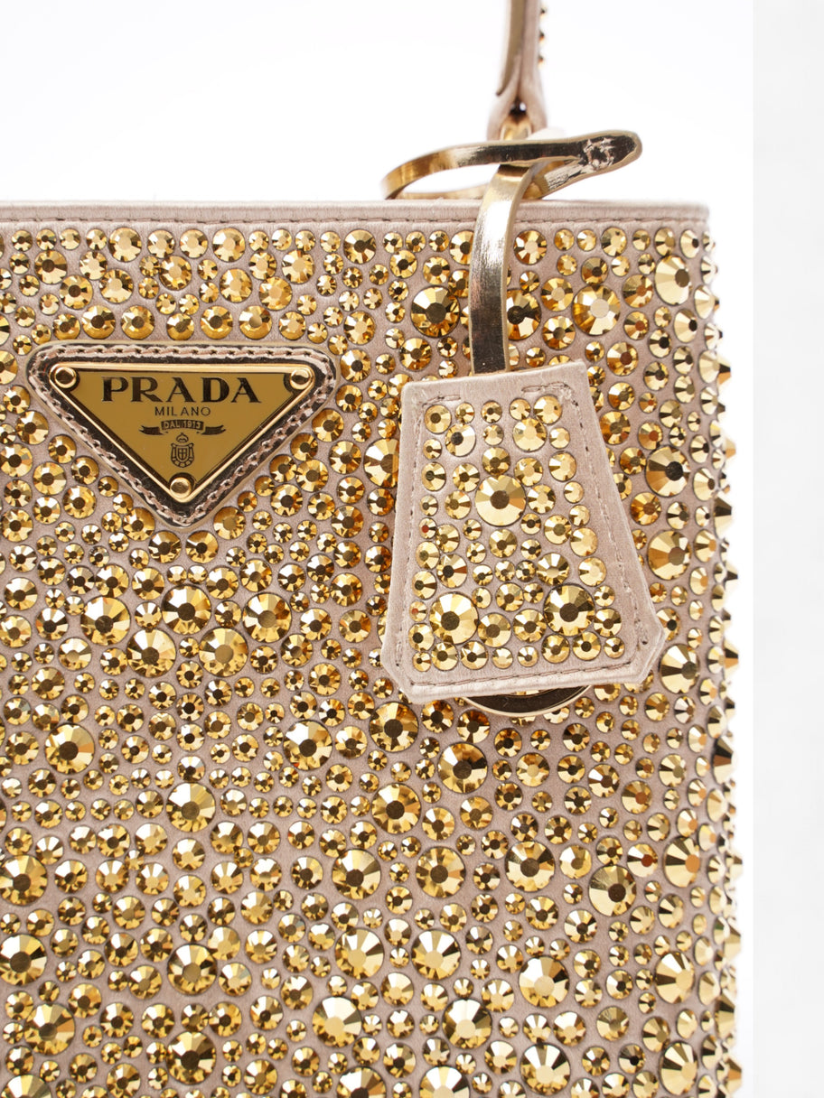 Prada Panier Satin Bag With Crystals Gold Embellished Leather Image 7