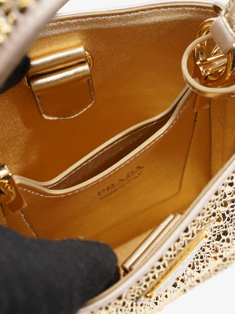 Prada Panier Satin Bag With Crystals Gold Embellished Leather Image 9
