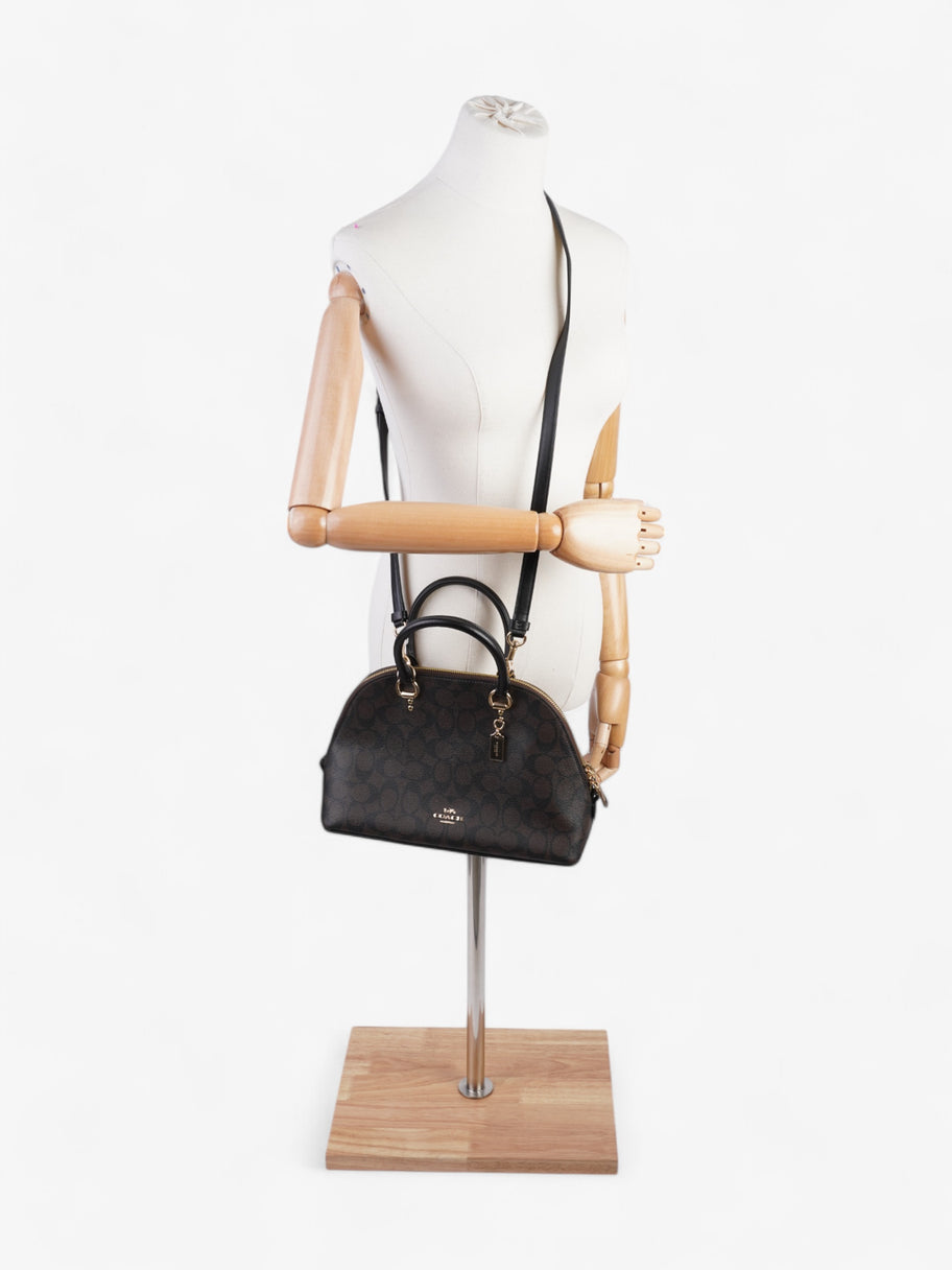 Coach Katy Dome Satchel Brown / Black Canvas Image 2
