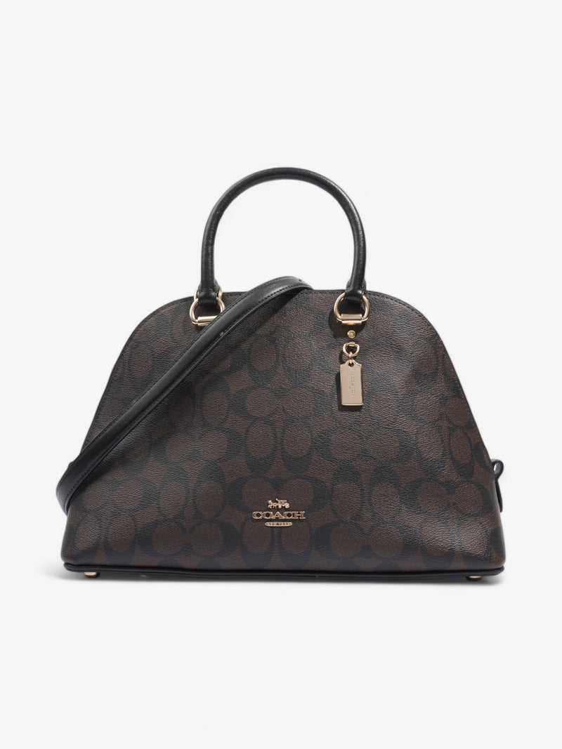  Coach Katy Dome Satchel Brown / Black Canvas