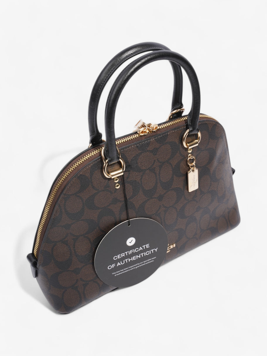 Coach Katy Dome Satchel Brown / Black Canvas Image 8