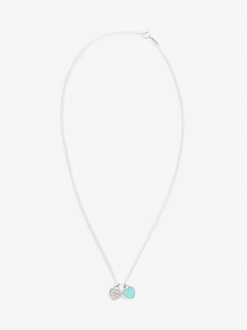  Tiffany and Co Mini Double Heart Tag Pendant Silver / Blue Silver Sterling