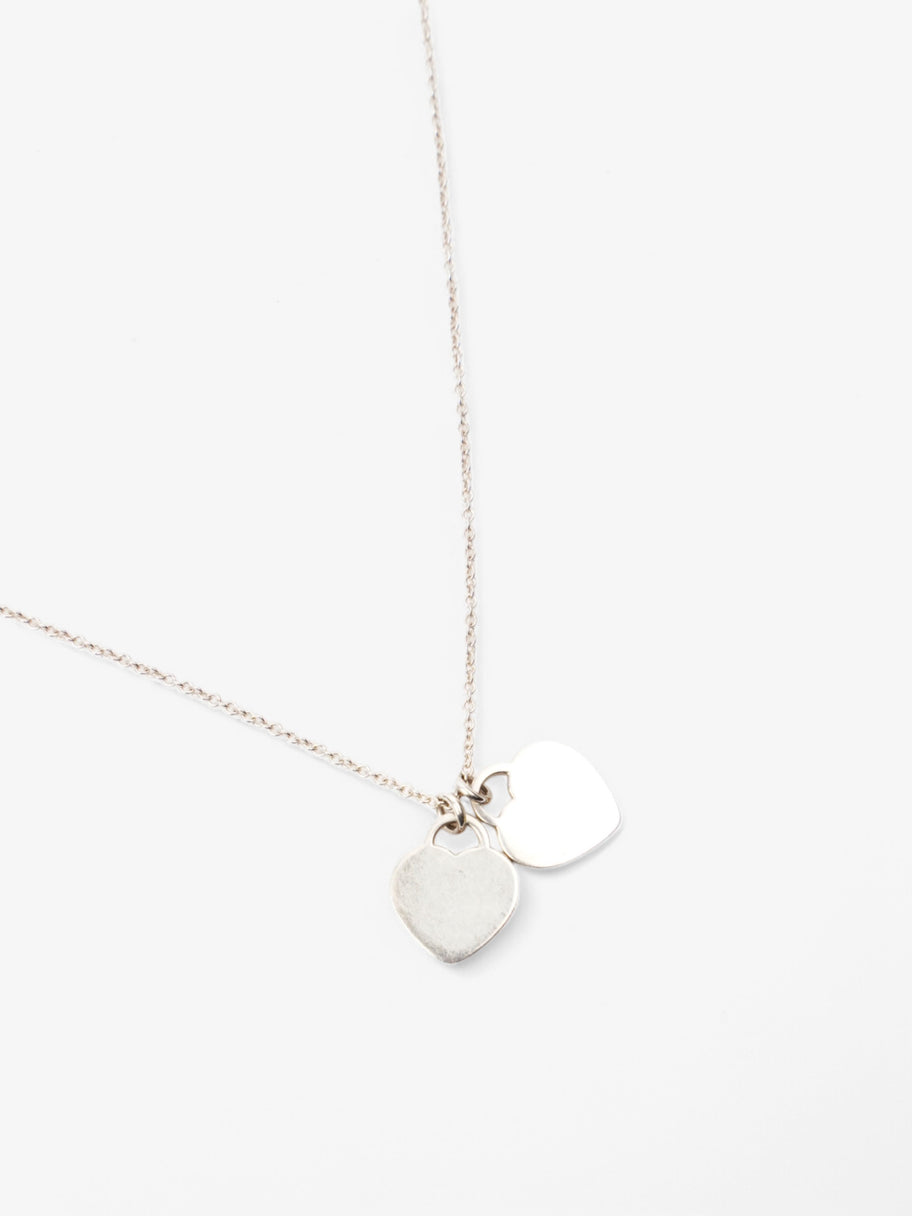 Tiffany and Co Mini Double Heart Tag Pendant Silver / Blue Silver Sterling Image 3
