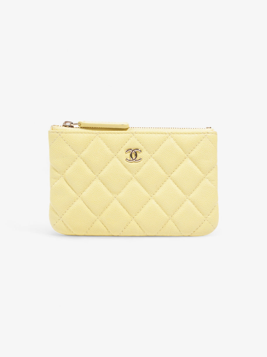 Chanel Quilted Pouch Yellow Caviar Leather Image 1