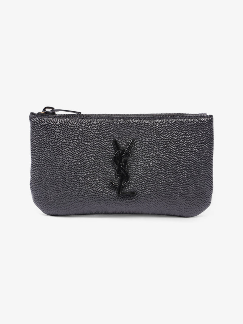  Saint Laurent Monogram Key Pouch Black Grained Leather