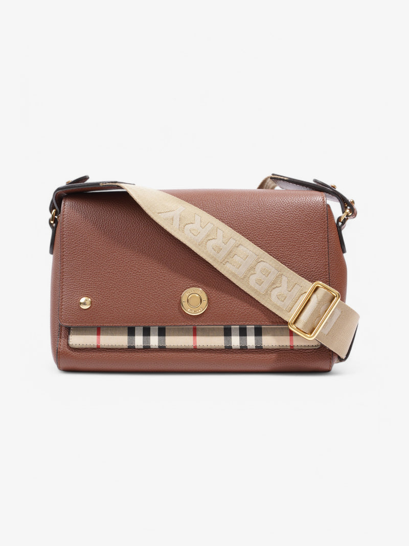  Burberry Note Bag Brown / Beige Checkered Leather