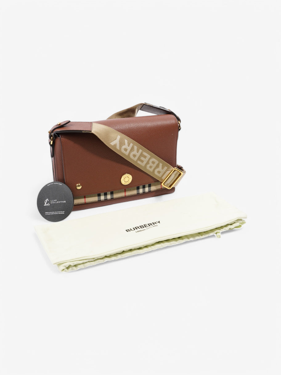 Burberry Note Bag Brown / Beige Checkered Leather Image 10