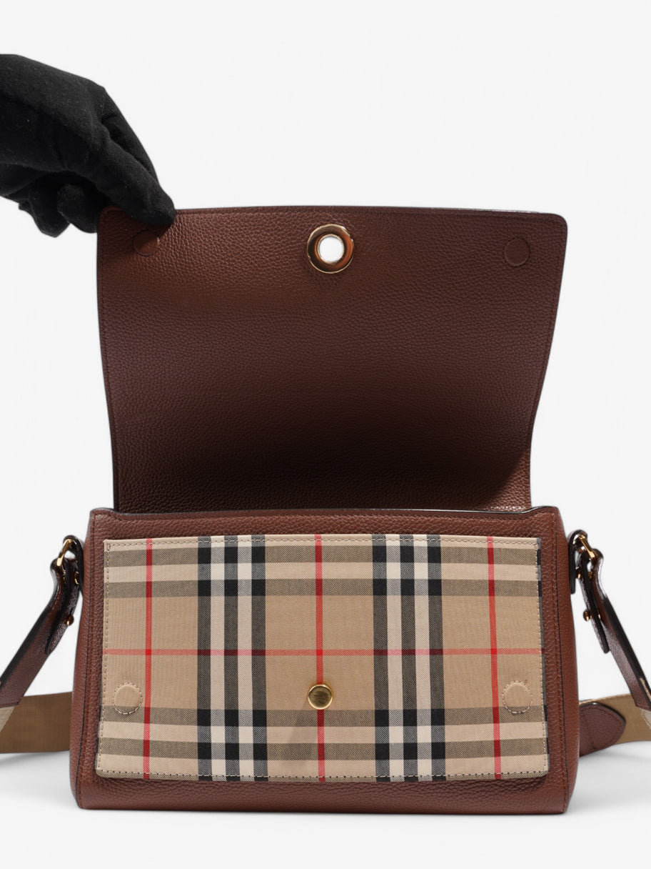 Burberry Note Bag Brown / Beige Checkered Leather Image 8
