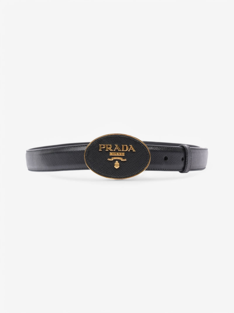  Prada Logo Belt Black Leather