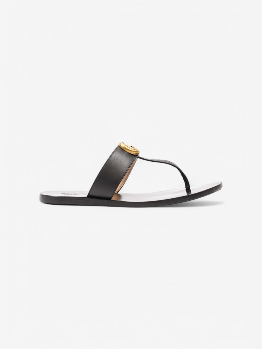 Gucci GG Thong Sandals Black Leather EU 37 UK 4 Image 1
