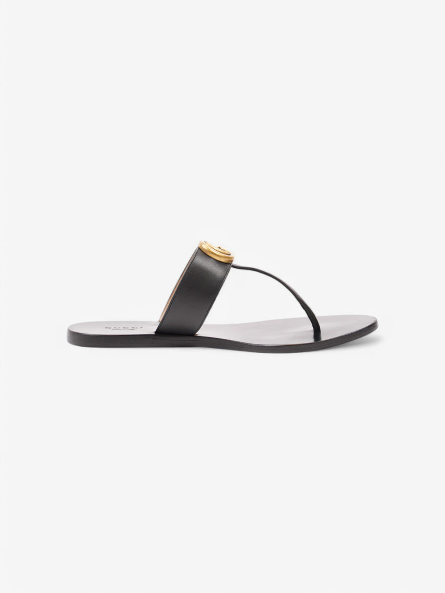 Gucci GG Thong Sandals Black Leather EU 37 UK 4 Image 4